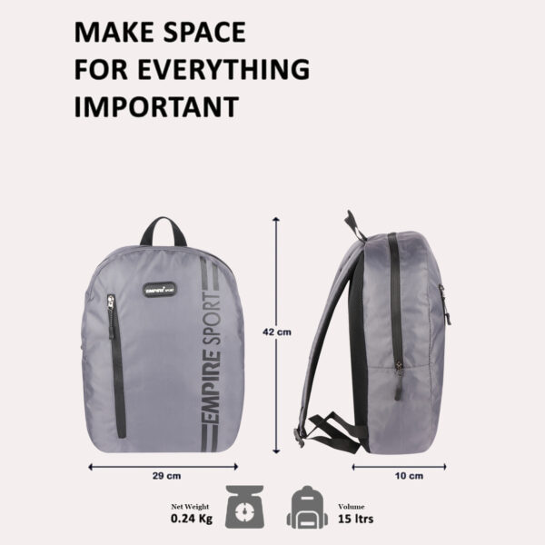 Sport Light Weight Backpack laptop Bags GREY - Image 3