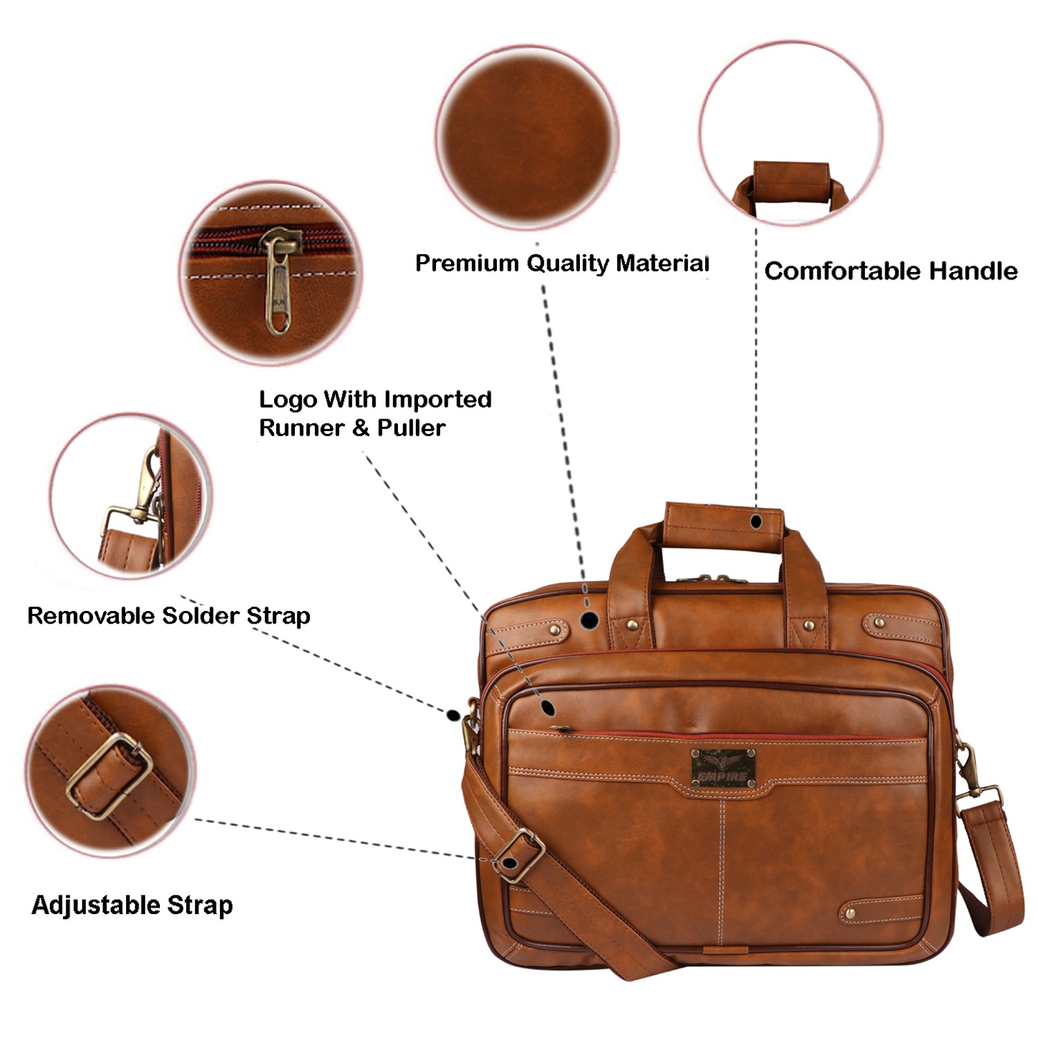 Empire Messenger Laptop BAGS TAN - Image 6