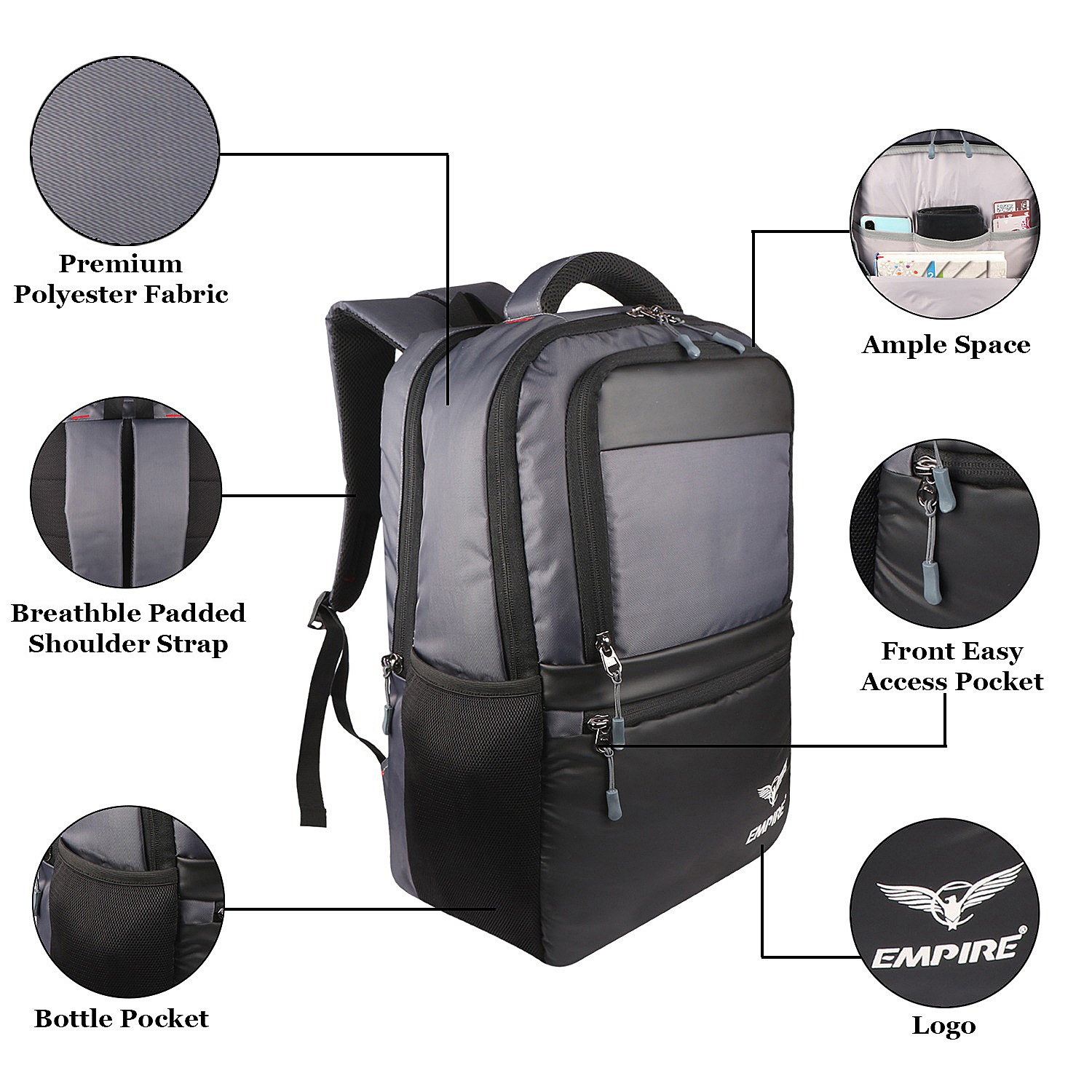 Stylish Office Backpack laptop Bag Grey - Image 5