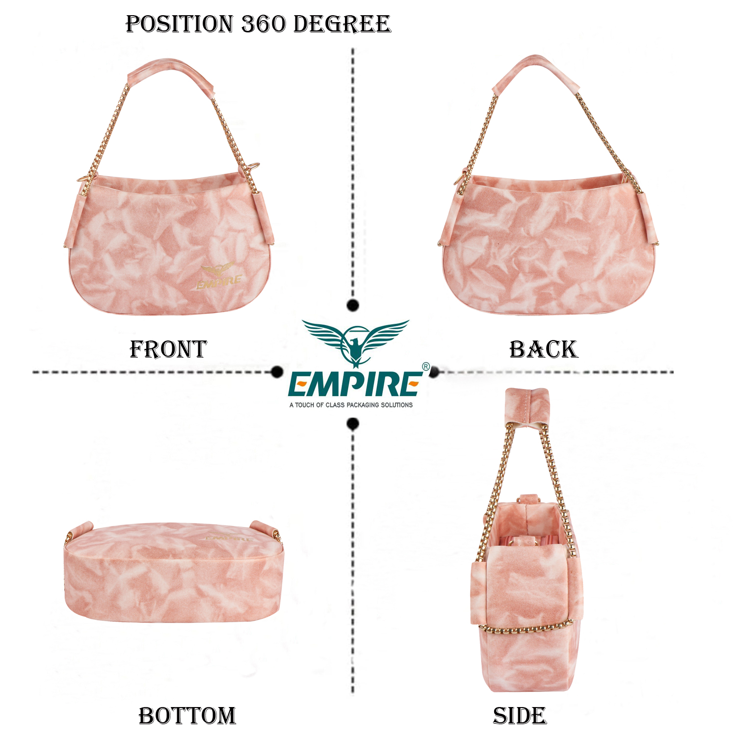 Empire Fashion Elegant Chain Strap Shoulder Bag for Women | Pink Tie-Dye | Premium Suede Finish Handbag - Image 7