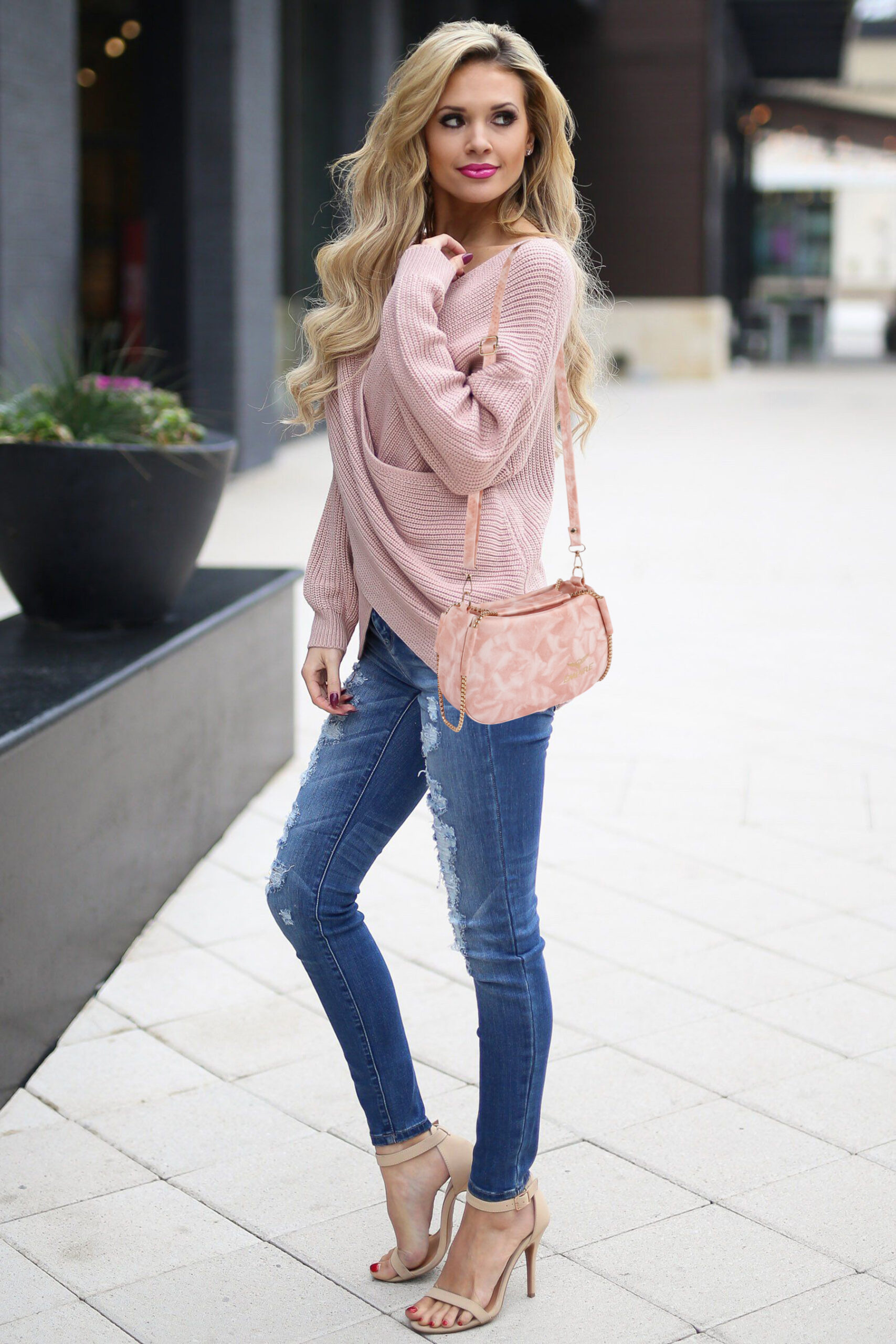 Empire Fashion Elegant Chain Strap Shoulder Bag for Women | Pink Tie-Dye | Premium Suede Finish Handbag - Image 9