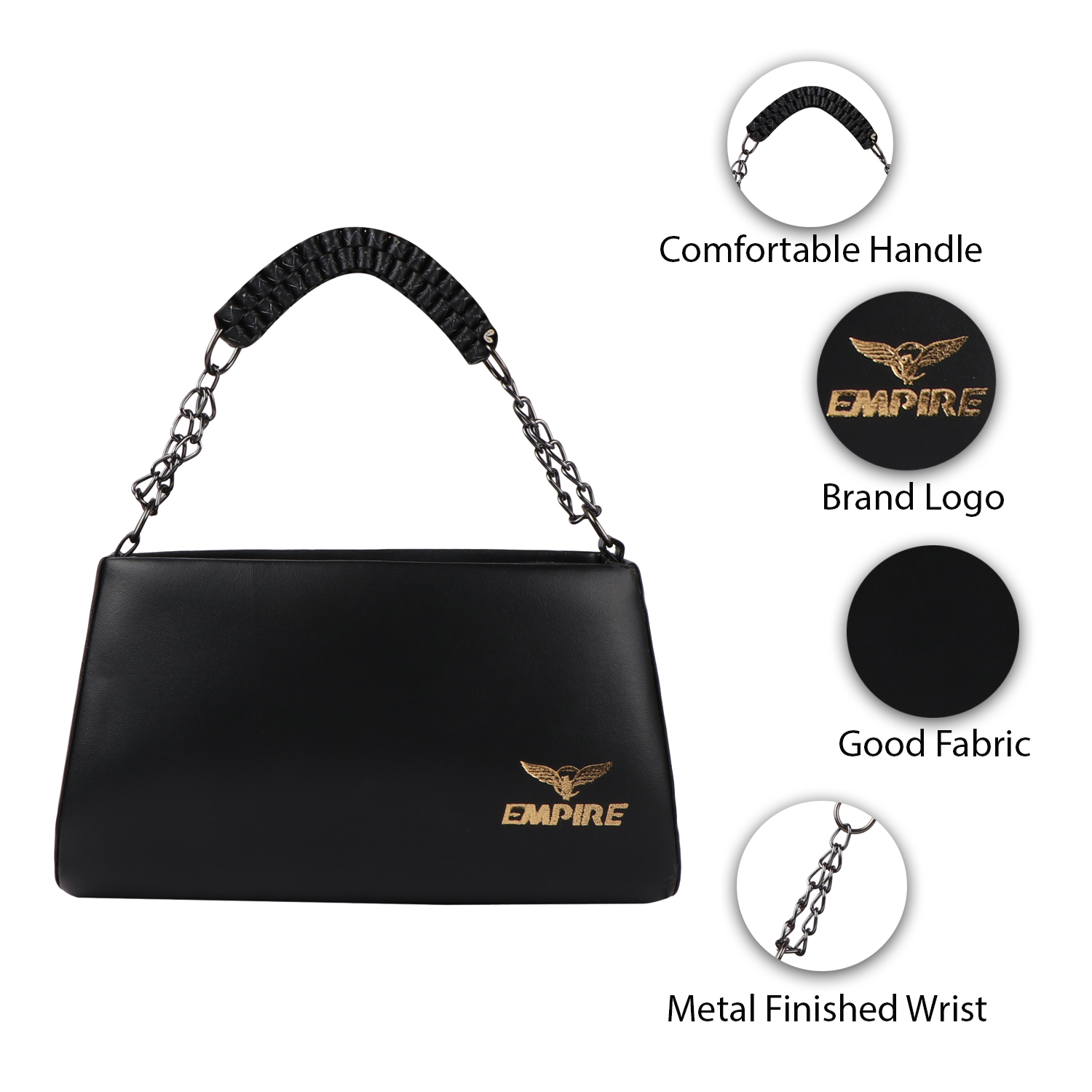 Empire Fashion Crescent Flap Shoulder Bag | Black - Image 10