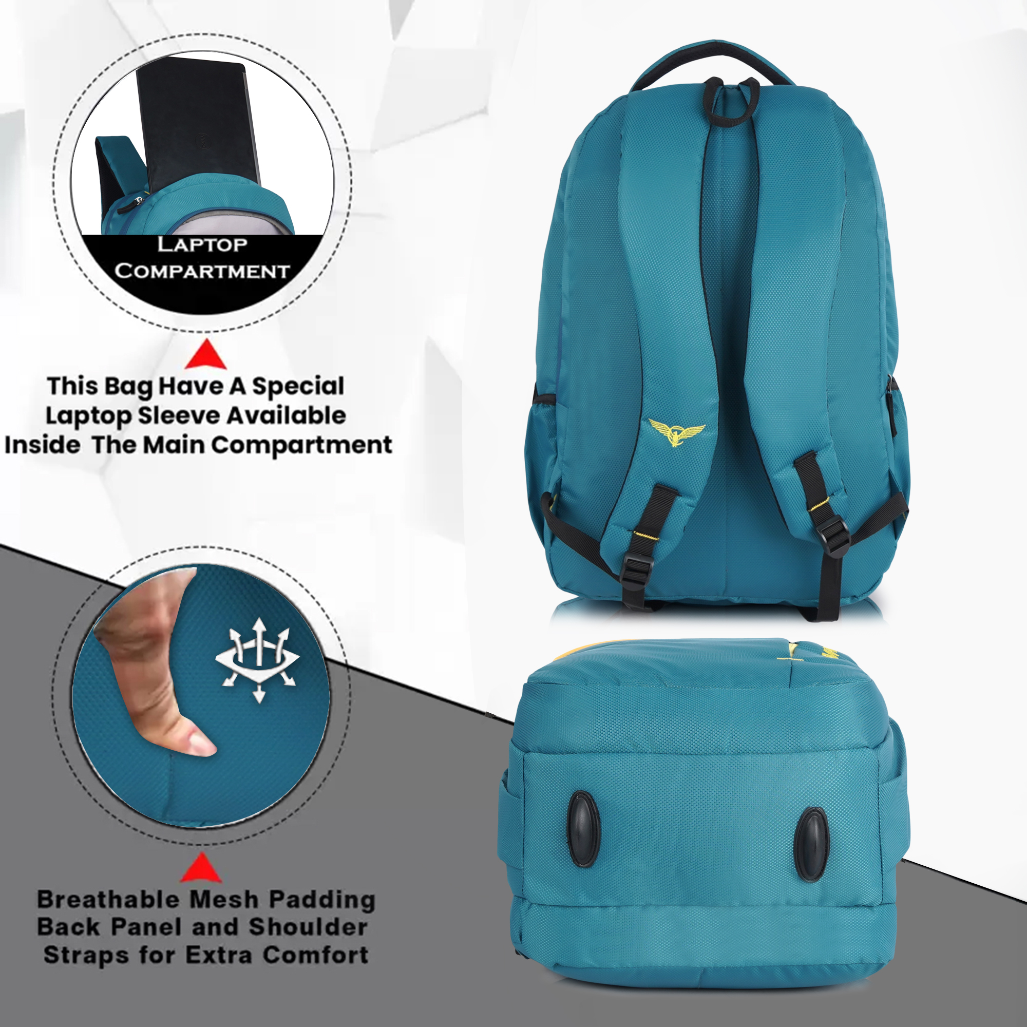 Empire Fashion Laptop Backpack | Light Blue | Sporty Diagonal Accent Travel & College Bag with Multiple Compartments - Image 13