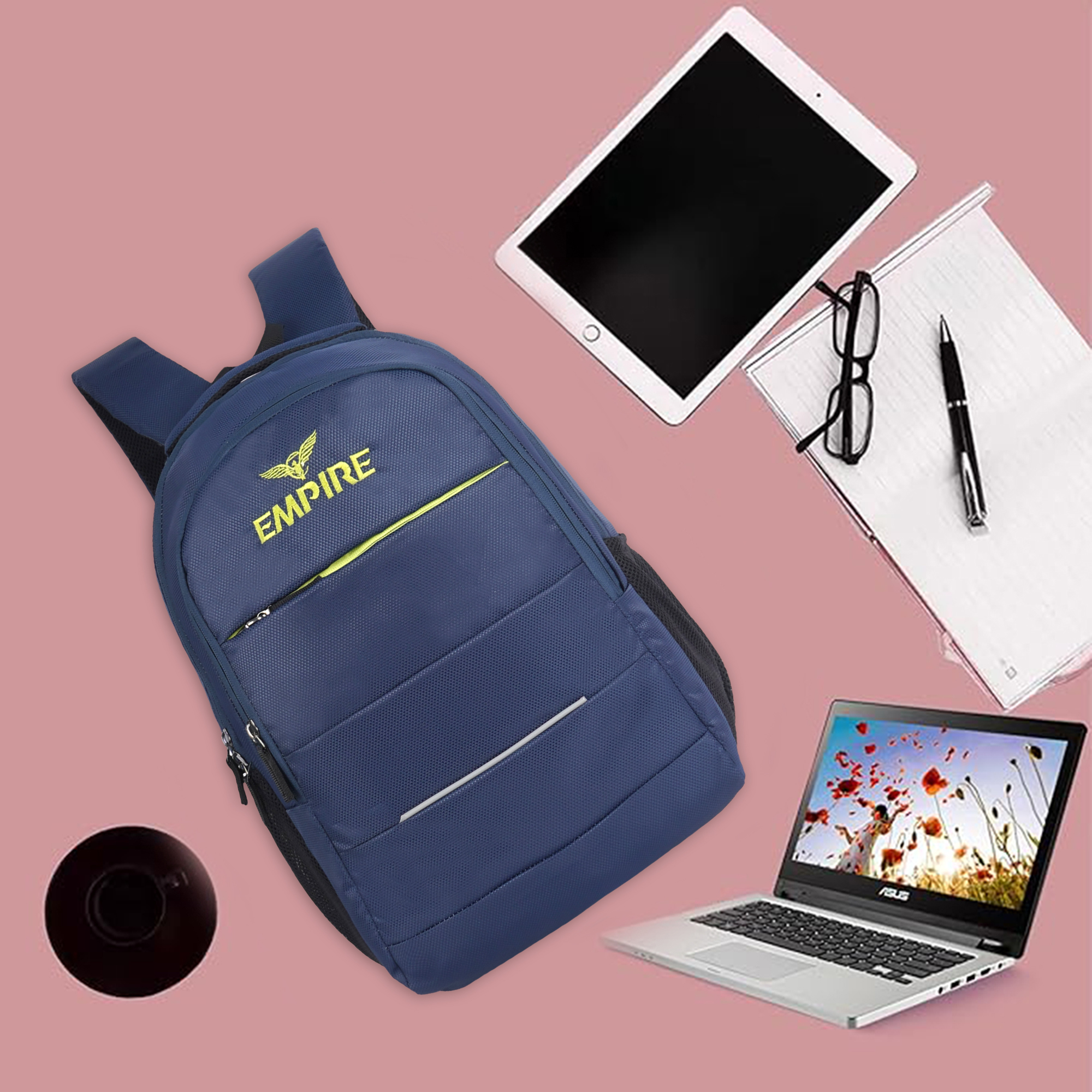 Empire Fashion Laptop Backpack | Navy Blue | Water-Resistant Travel & College Bag with Multiple Compartments - Image 2