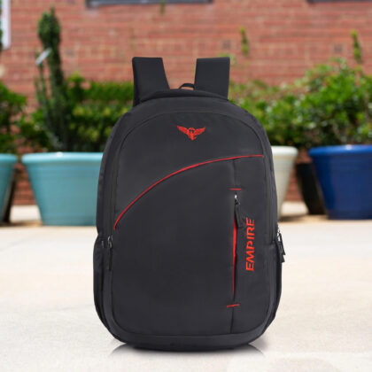 Empire Fashion Laptop Backpack | Black | Sporty Diagonal Accent Travel & College Bag with Multiple Compartments