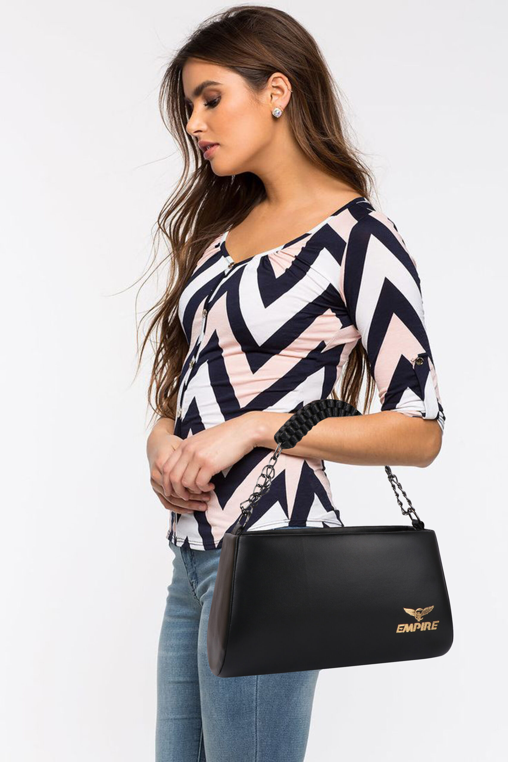 Empire Fashion Crescent Flap Shoulder Bag | Black - Image 8