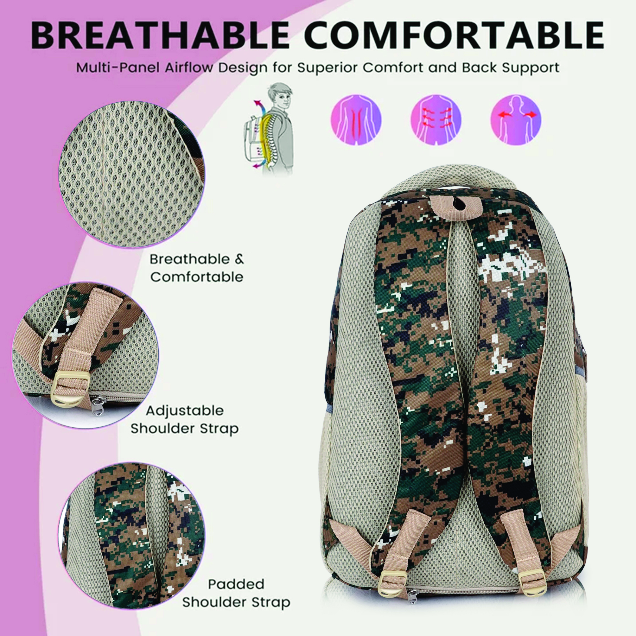 Empire Fashion Digital Camo Laptop Backpack for Men & Women | Army Green | College Bag | Travel Backpack | Water Resistant - Image 10