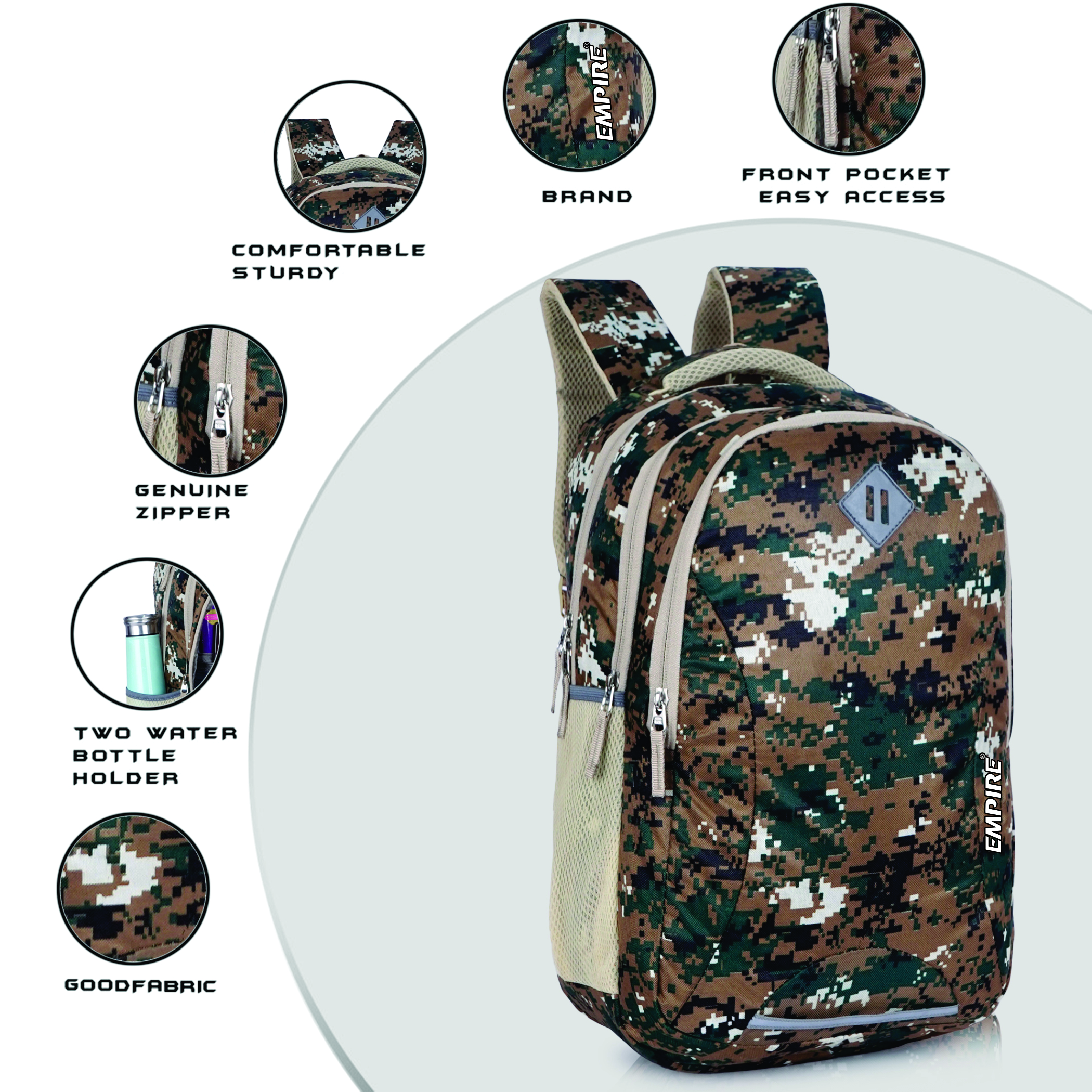 Empire Fashion Digital Camo Laptop Backpack for Men & Women | Army Green | College Bag | Travel Backpack | Water Resistant - Image 15