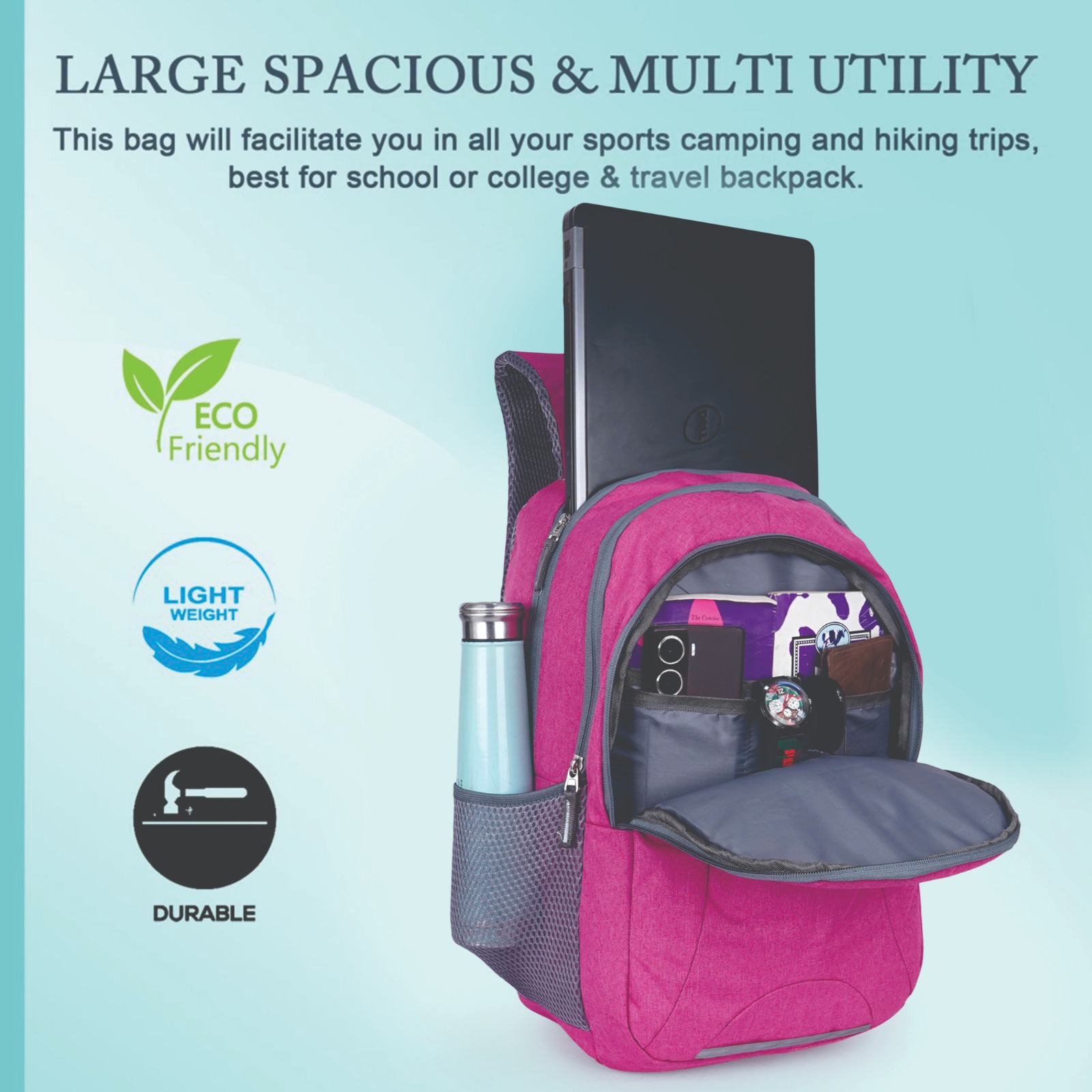 Empire Fashion Digital Camo Laptop Backpack for Women & Girls | Pink | College Bag | Travel Backpack | Water Resistant - Image 10