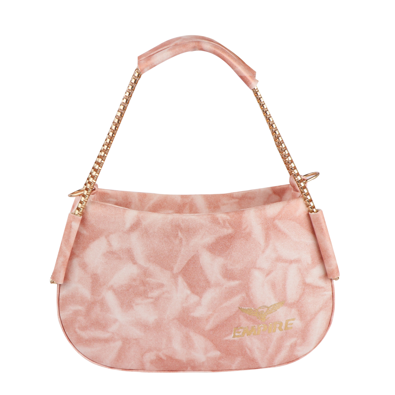 Empire Fashion Elegant Chain Strap Shoulder Bag for Women | Pink Tie-Dye | Premium Suede Finish Handbag
