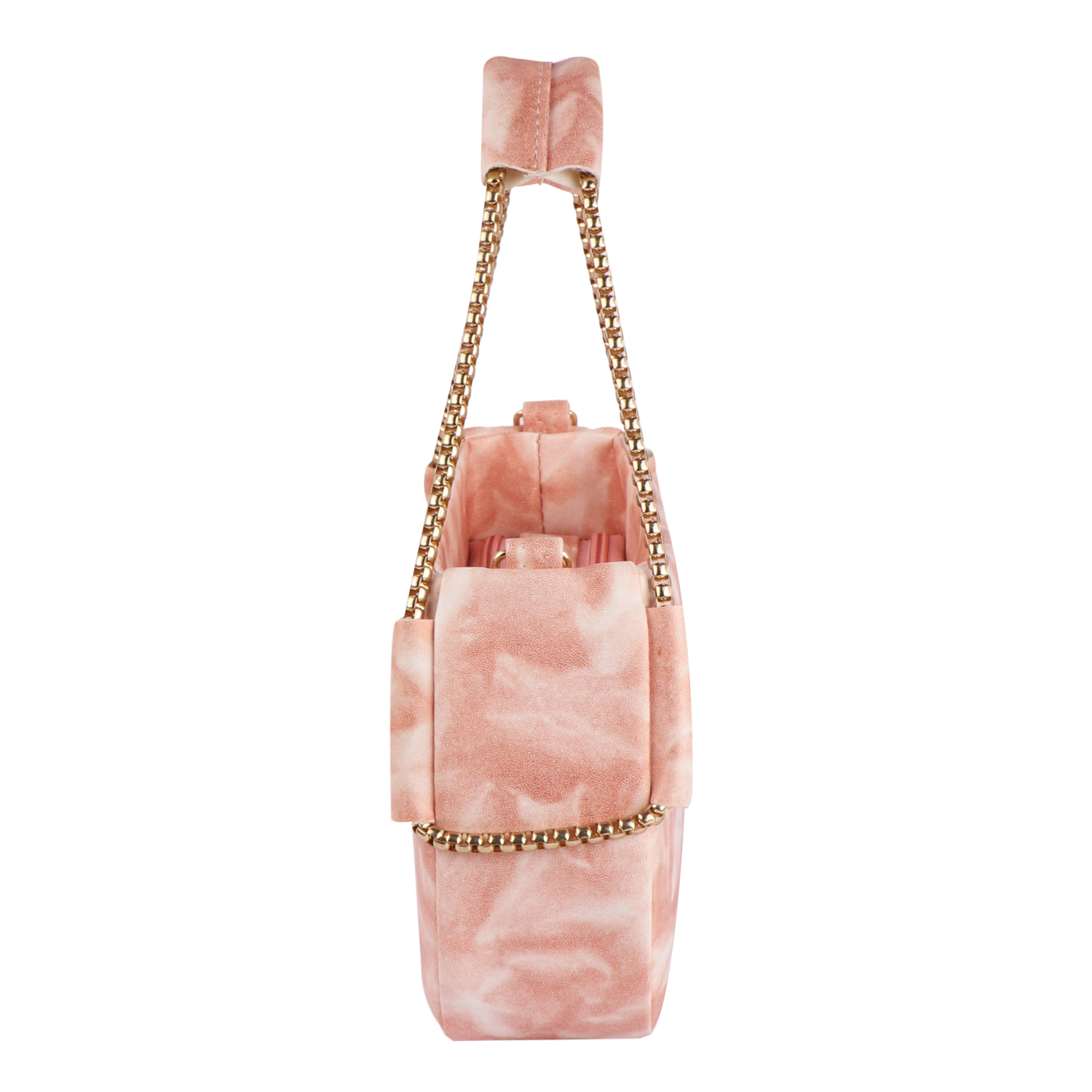 Empire Fashion Elegant Chain Strap Shoulder Bag for Women | Pink Tie-Dye | Premium Suede Finish Handbag - Image 3
