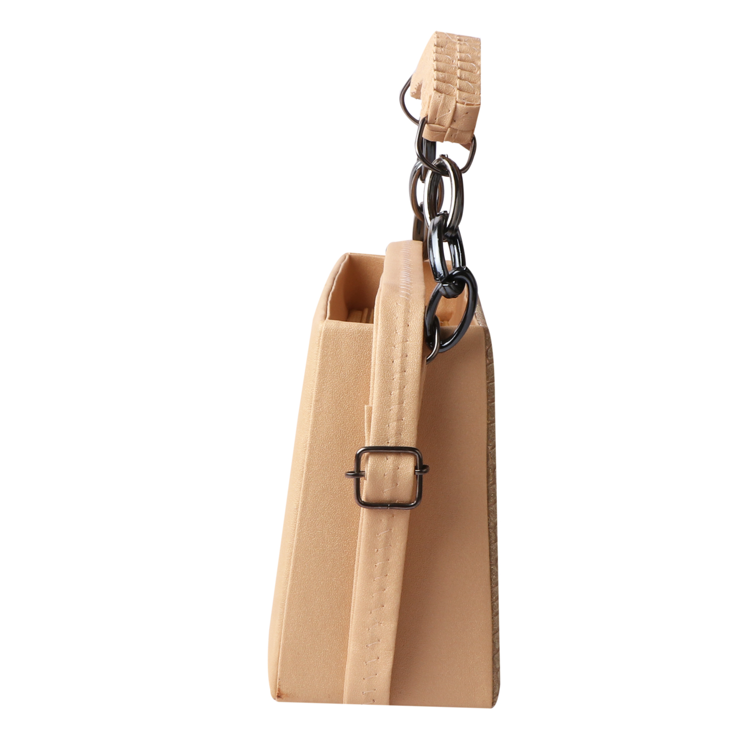 Croc Embossed Glitter Structured Handbag | Cream - Image 3