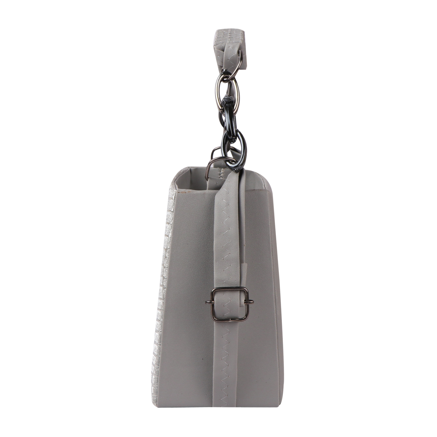 Croc Embossed Glitter Structured Handbag | Grey - Image 4