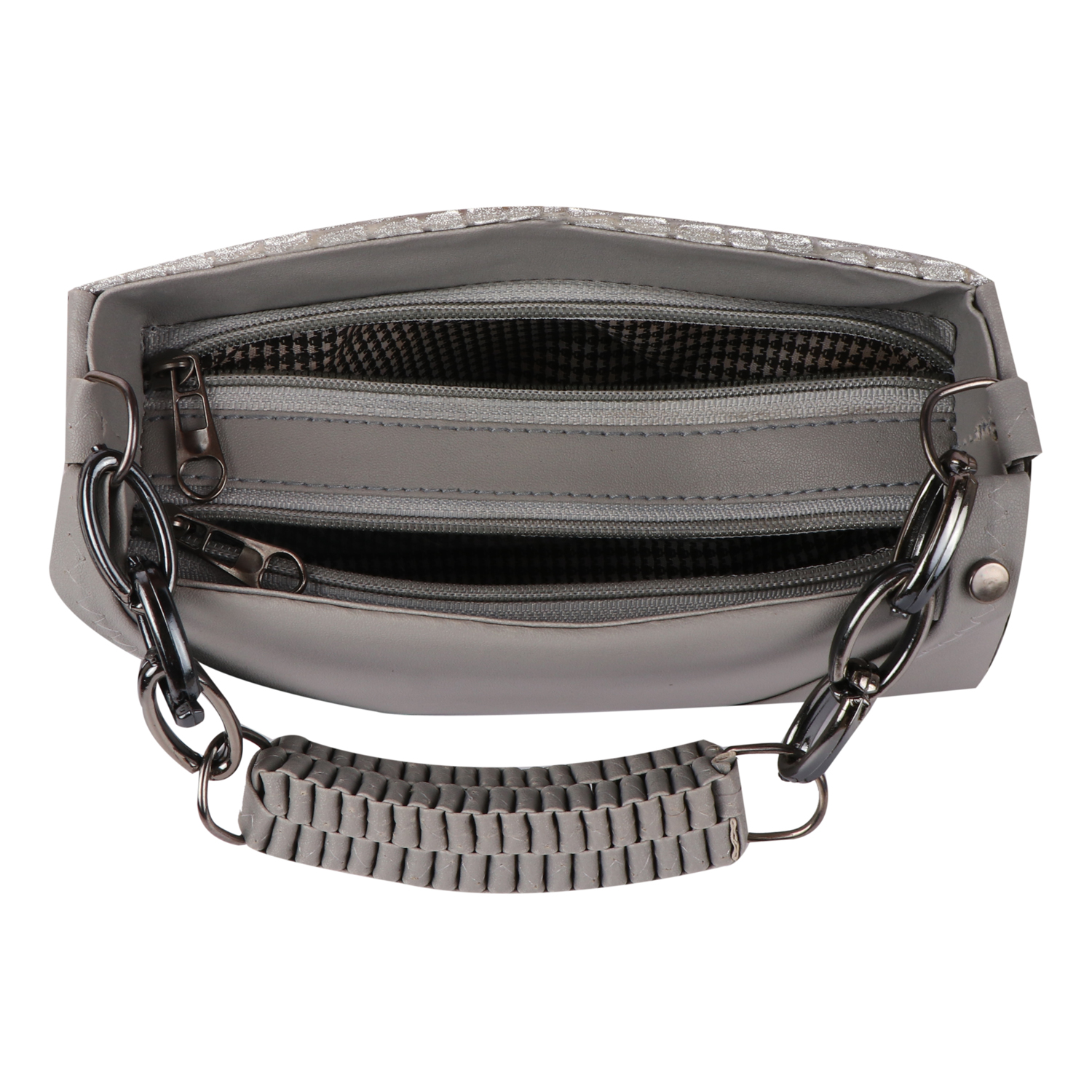 Croc Embossed Glitter Structured Handbag | Grey - Image 6