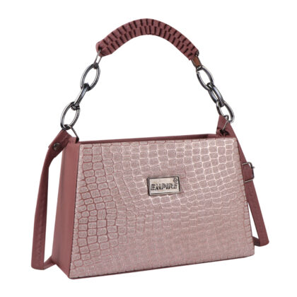 Croc Embossed Glitter Structured Handbag | Maroon