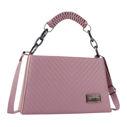 Empire Fashion Chevron Quilted Structured Handbag for Women | Pink | Top Handle Chain Bag | Crossbody Shoulder Bag