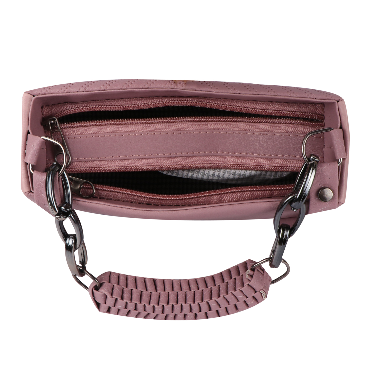 Empire Fashion Chevron Quilted Structured Handbag for Women | Pink | Top Handle Chain Bag | Crossbody Shoulder Bag - Image 6