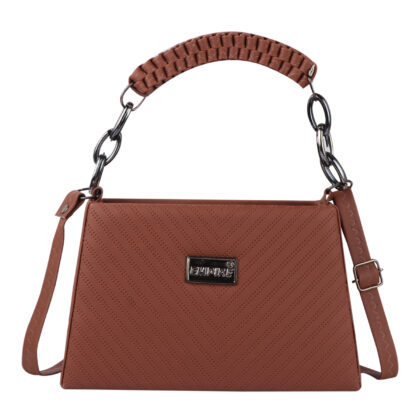 Empire Fashion Chevron Quilted Structured Handbag for Women | Tan | Top Handle Chain Bag | Crossbody Shoulder Bag