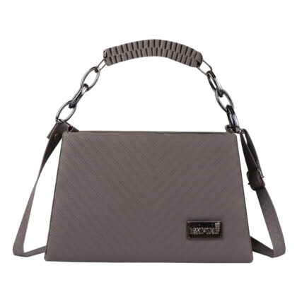 Empire Fashion Chevron Quilted Structured Handbag for Women | Grey | Top Handle Chain Bag | Crossbody Shoulder Bag