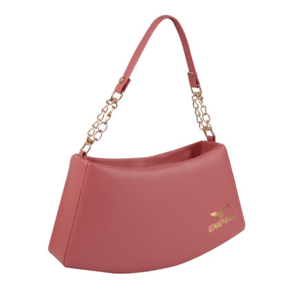 Empire Fashion Crescent Flap Shoulder Bag for Women | Pink | Gold Chain Strap