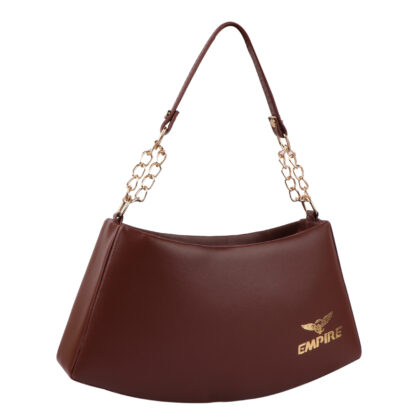 Empire Fashion Crescent Flap Shoulder Bag for Women | Brown | Gold Chain Strap