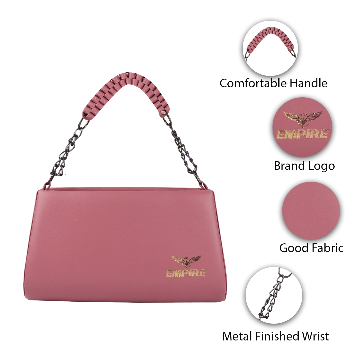 Empire Fashion Crescent Flap Shoulder Bag | Pink - Image 6
