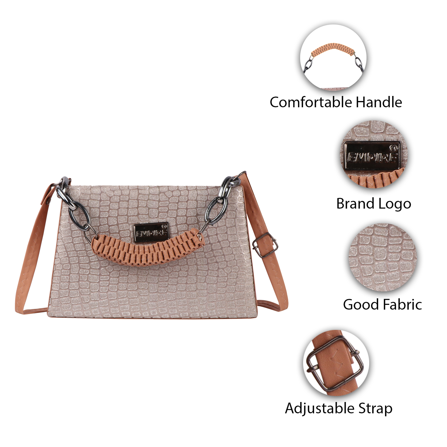 Croc Embossed Glitter Structured Handbag | Pink - Image 7