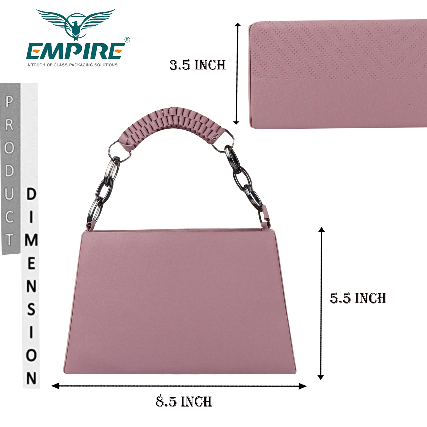Empire Fashion Chevron Quilted Structured Handbag for Women | Pink | Top Handle Chain Bag | Crossbody Shoulder Bag - Image 9